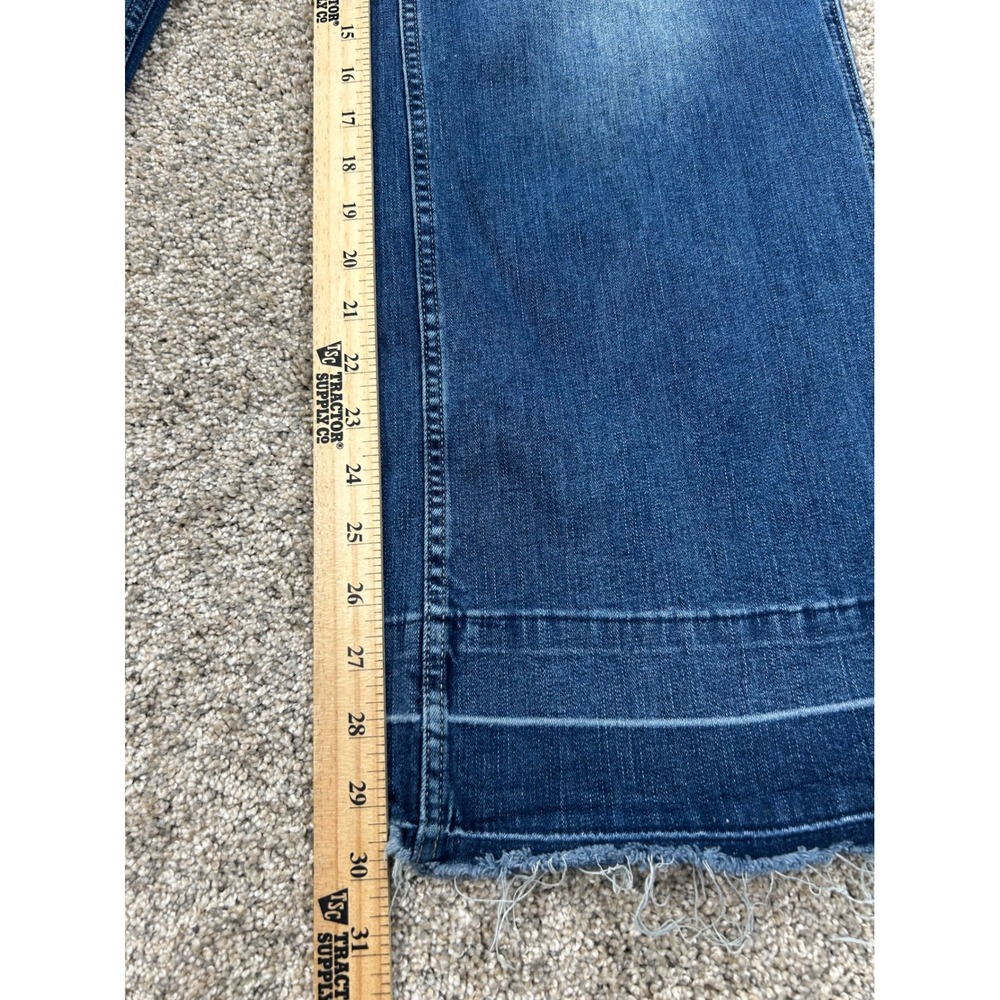 Flamingals Womens Wide Leg High Rise Raw Hem Jeans Medium Wash Blue Size S #0653 - Picture 2 of 7